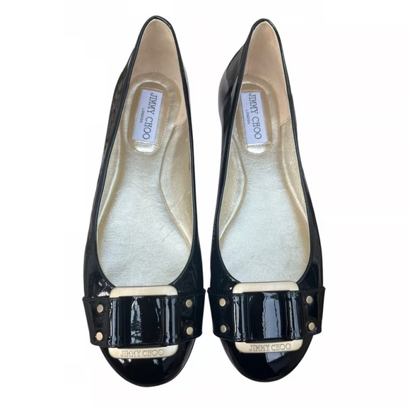 Jimmy Choo Black Patent Morse Ballet Flats - Picture 1 of 7